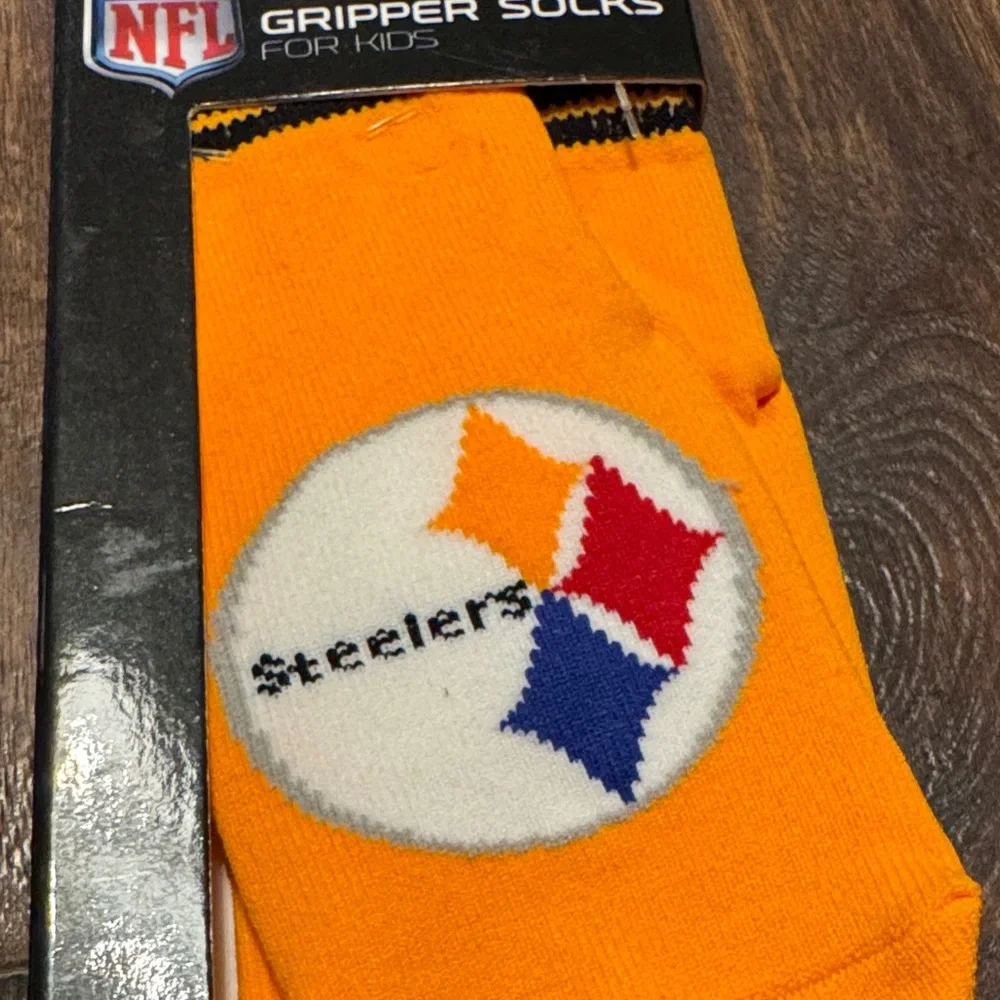 NFL Steelers Kids Gripper Socks - Yellow and Black - Size 18 Months